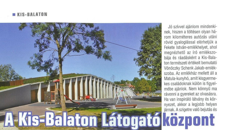 A Kis-Balaton Látogatóközpont a Magyar Turista magazinban