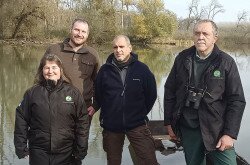 Bende Zsolt BfNPI igazgató (j2), Kovács Hajnalka projektmenedzser, Magyari Máté és Lelkes András, a projekt szakmai vezetői