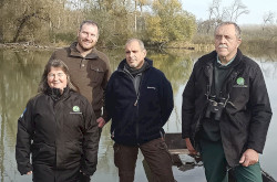 Bende Zsolt BfNPI igazgató (j2), Kovács Hajnalka projektmenedzser, Magyari Máté és Lelkes András, a projekt szakmai vezetői