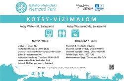 Kotsy-vízimalom 2023. évi nyitvatartása és belépőjegy árai
