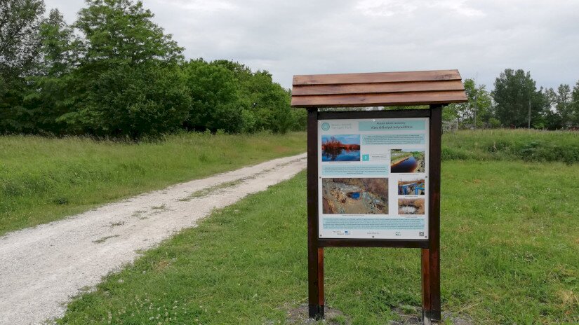 Mocsári teknős tanösvény egyik táblája