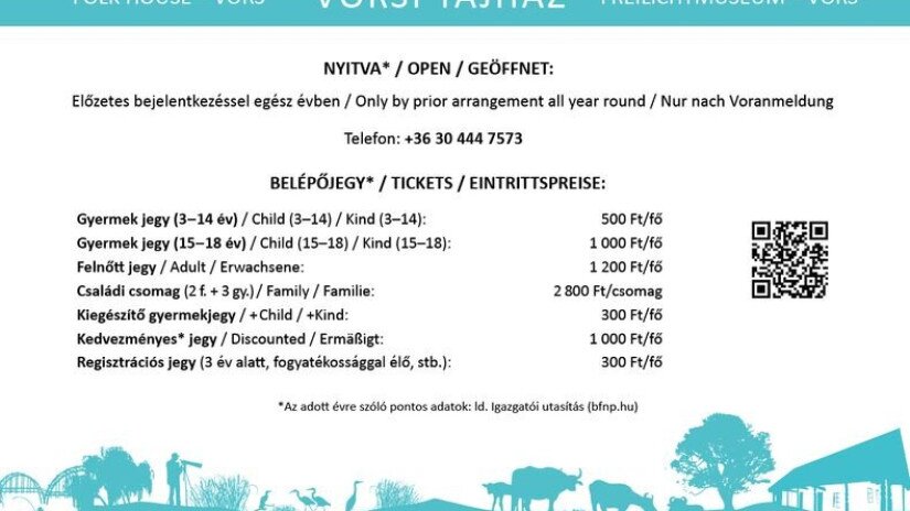 Nyitvatartás és jegyárak - Vörsi Tájház 2025