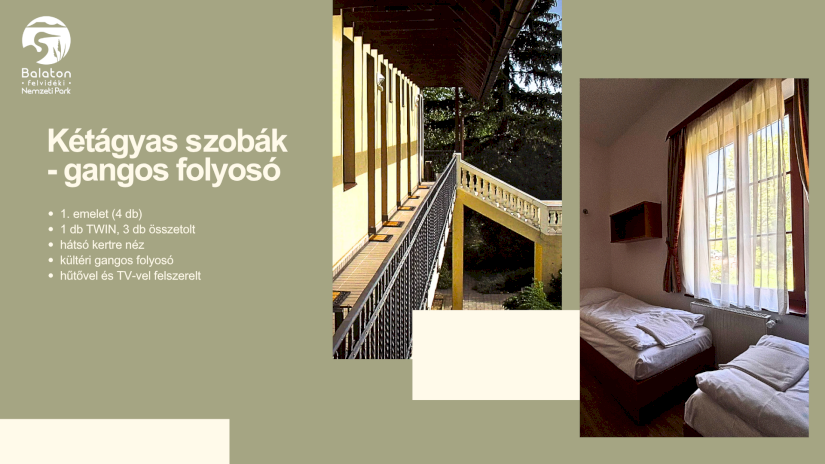 Park Villa - Kétágyas szobák - gangos folyosó (1. emelet) / Csopak szálláshely