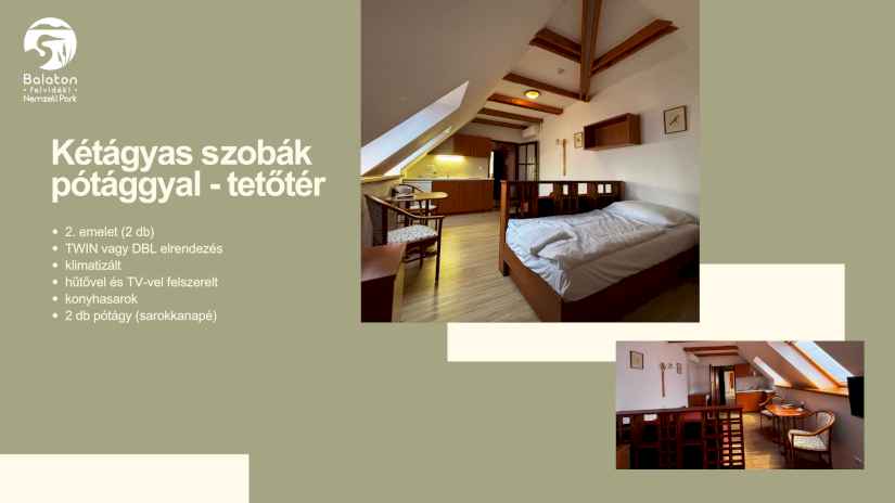 Park Villa - Kétágyas szobák konyhasarokkal, pótággyal (tetőtér, klimatizált) / Csopak szálláshely