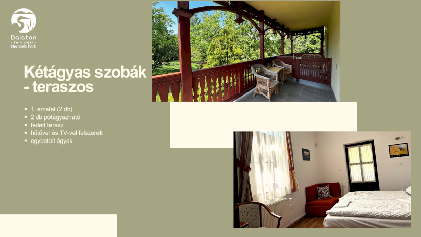 Park Villa - Kétágyas szobák - teraszos (1. emelet) / Csopak szálláshely