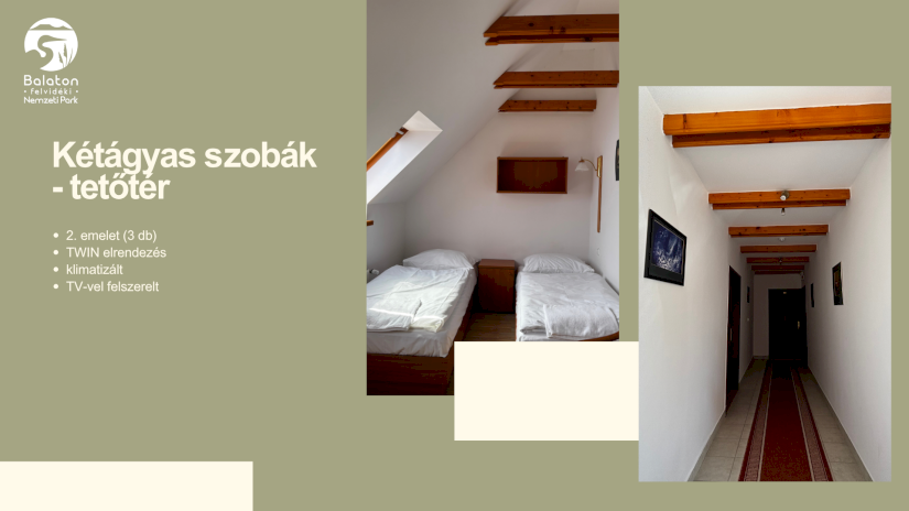 Park Villa - Kétágyas szobák (tetőtér, klimatizált) / Csopak szálláshely