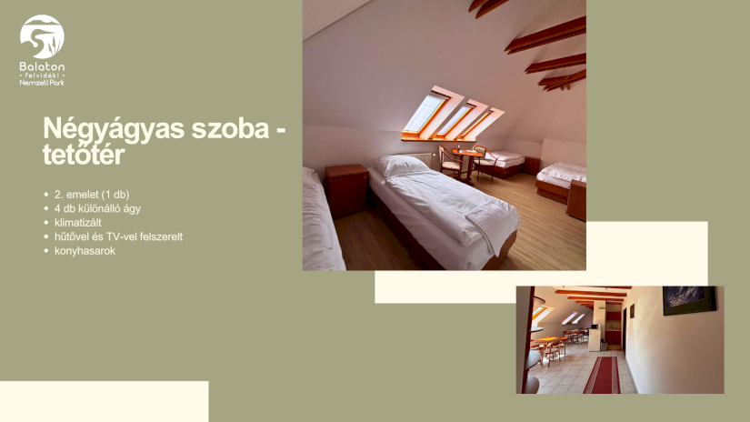 Park Villa - Négyágyas szoba - apartman (tetőtér, klimatizált, konyhasarokkal) / Csopak szálláshely