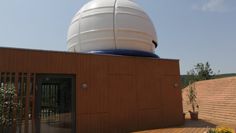 The terrace and the dome at the Pannon Observatory, Bakonybél