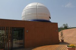 The terrace and the dome at the Pannon Observatory, Bakonybél