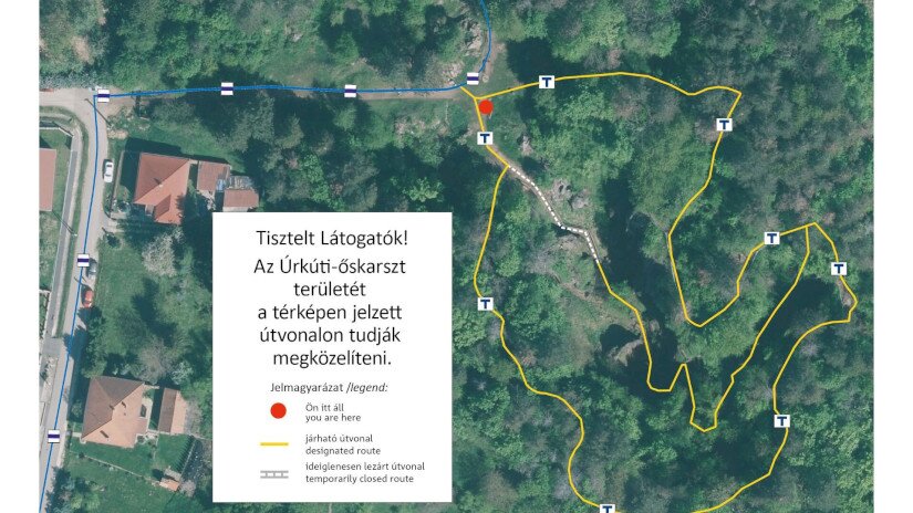 Úrkúti-őskarszt járható és lezárt útvonalak