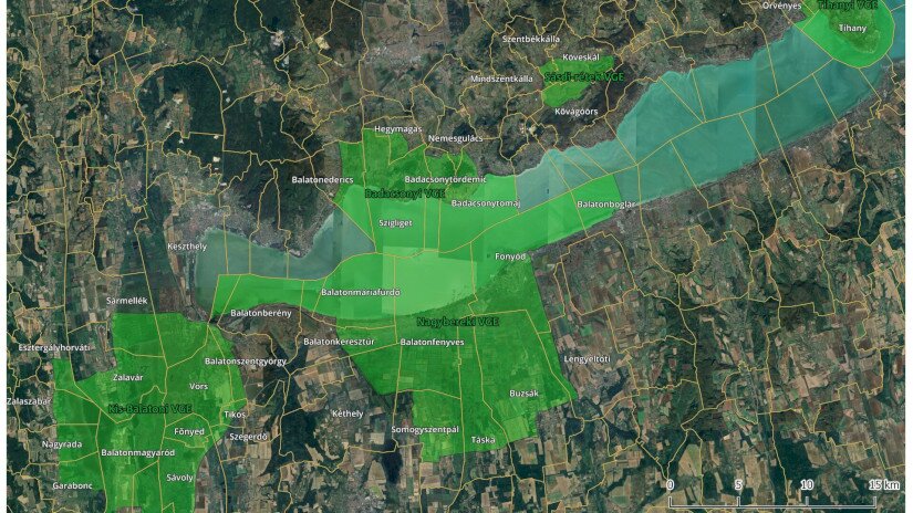 Vadgazdálkodási egységek térképe, amelyekben a BfNPI társult vadászatra jogosultként vadászati jogot gyakorol