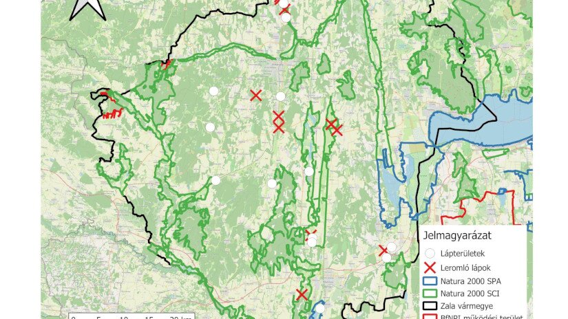 Zala vármegye - lápok térképe