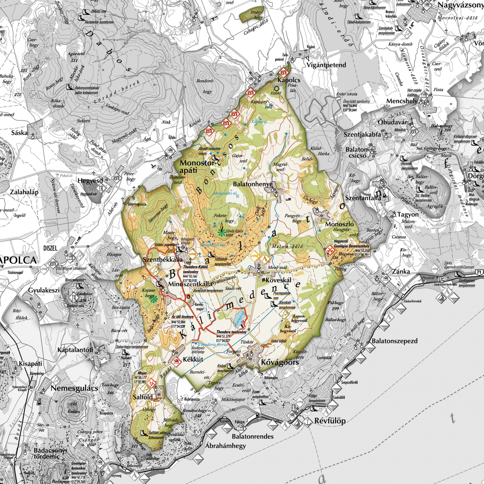 káli medence balaton felvidék térkép Kali Basin Tajegyseg Balaton Felvideki Nemzeti Park káli medence balaton felvidék térkép